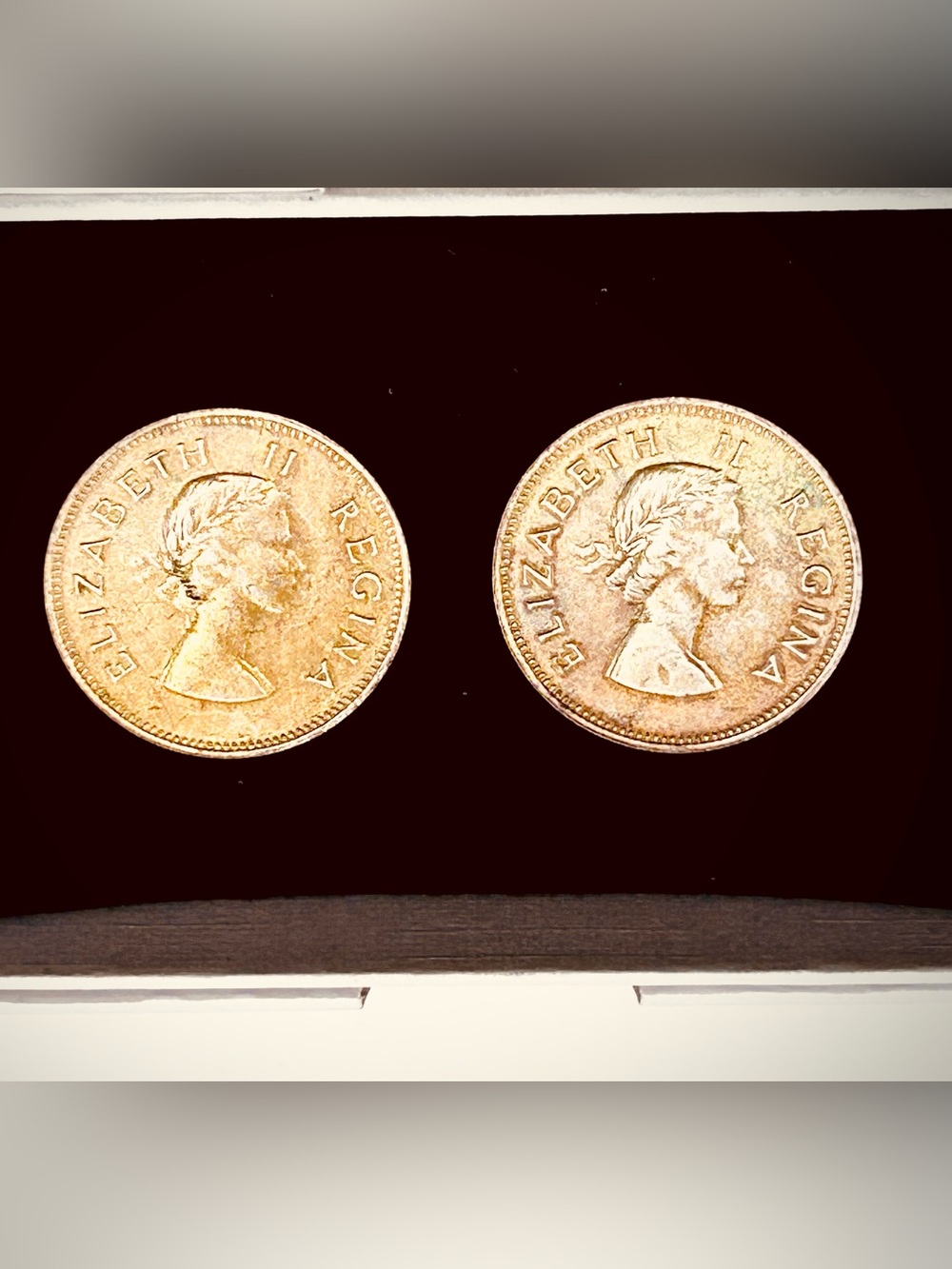 Vintage Queen Elizabeth coin clip-on earring 1957 South African Half Penny